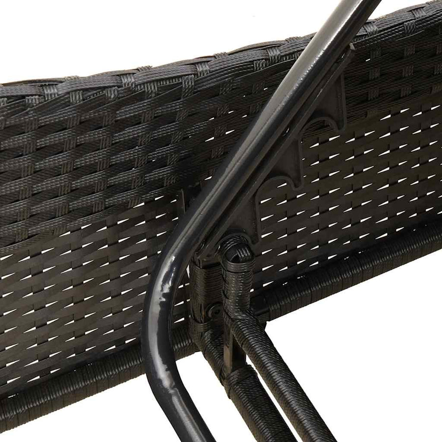 Ligbed met kussen zwart 60x205x73 cm poly rattan