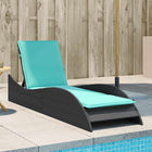 Ligbed poly rattan 60x205x73 cm zwart met kussen