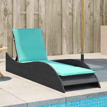 Ligbed met kussen zwart 60x205x73 cm poly rattan