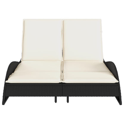 Ligbed met kussens 114x205x73 cm poly rattan zwart