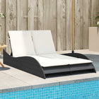 Sun lounger with cushions 114x205x73 cm poly rattan black