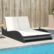 Ligbed 114x205x73 cm poly rattan zwart met kussens
