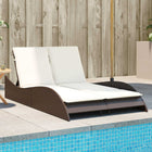 Sun lounger with cushions 114x205x73 cm poly rattan brown