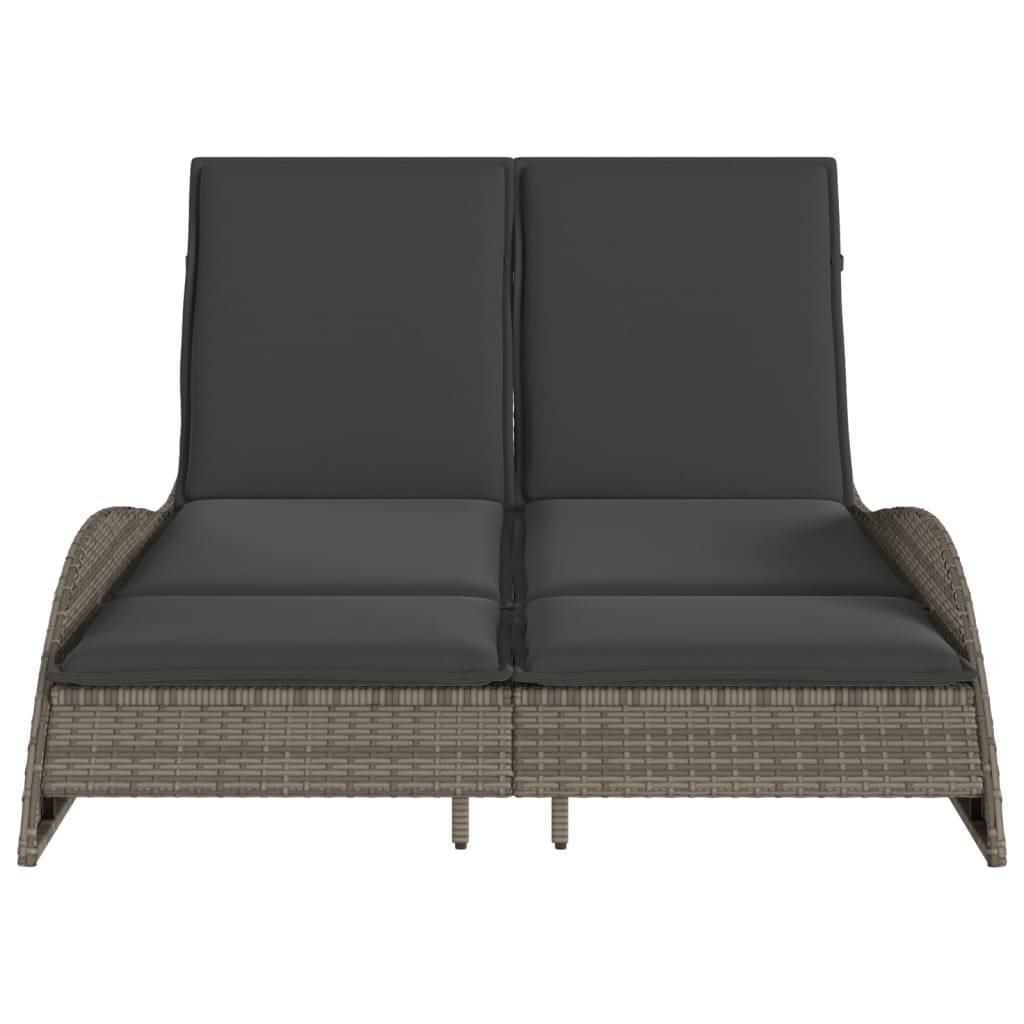 Ligbed met kussens 114x205x73 cm poly rattan grijs