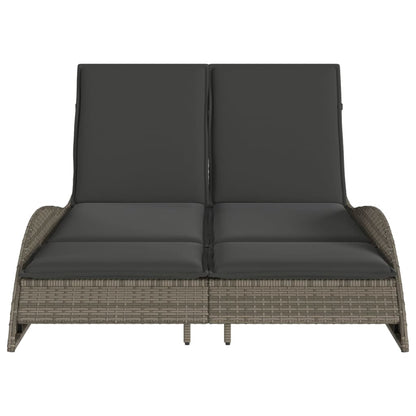 Ligbed met kussens 114x205x73 cm poly rattan grijs