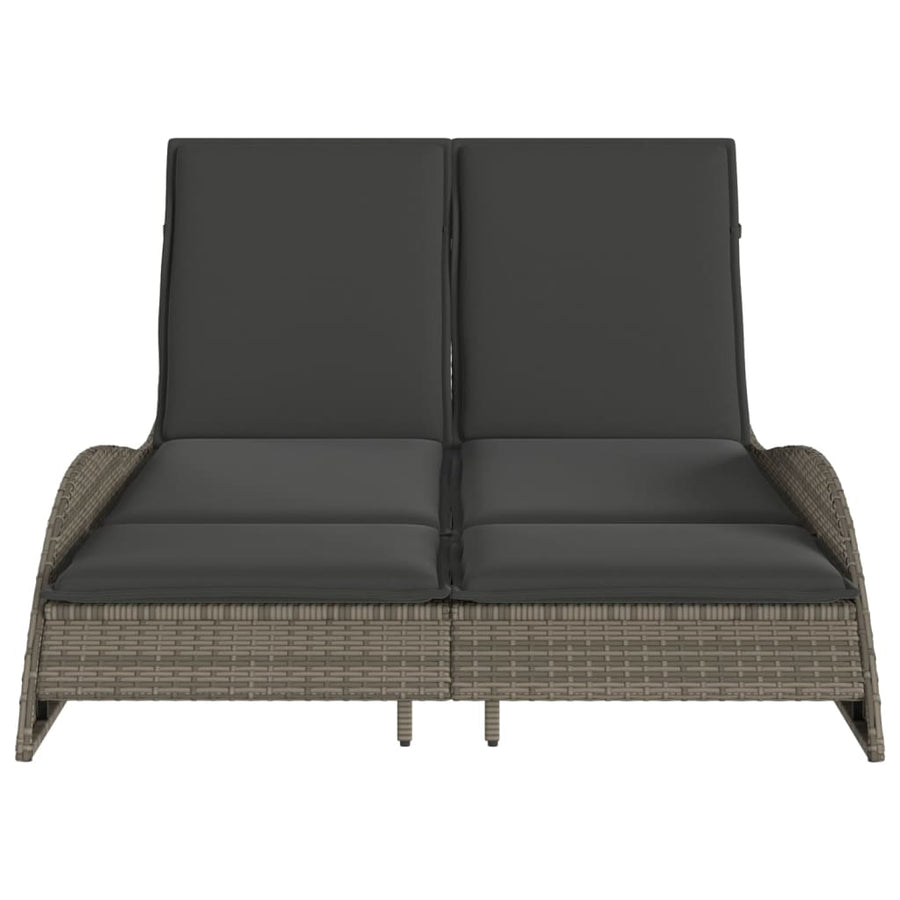 Ligbed met kussens 114x205x73 cm poly rattan grijs