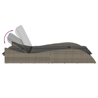 Ligbed met kussens 114x205x73 cm poly rattan grijs