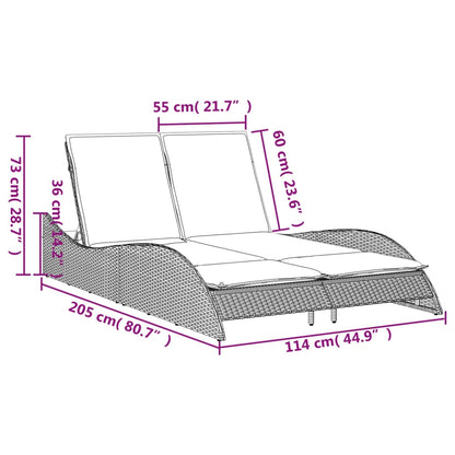 Ligbed met kussens 114x205x73 cm poly rattan beige