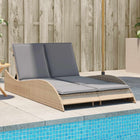 Lounger with cushions 114x205x73 cm poly rattan beige
