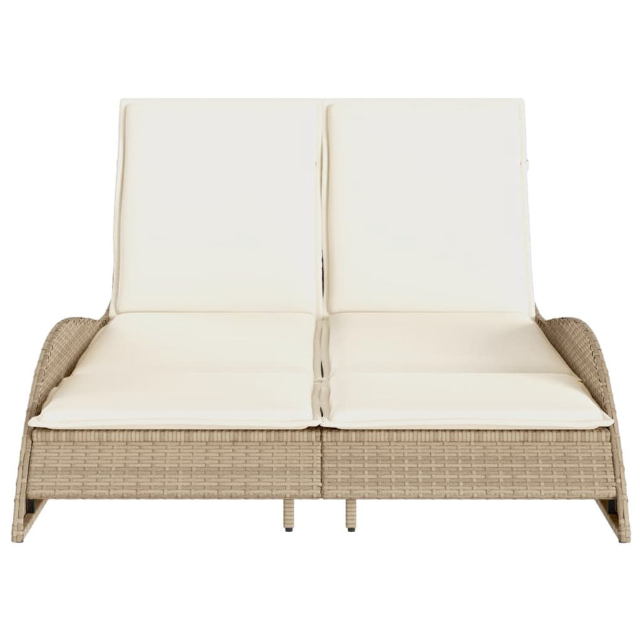 Ligbed met kussens 114x205x73 cm poly rattan beige