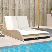 Ligbed 114x205x73 cm poly rattan beige met kussens