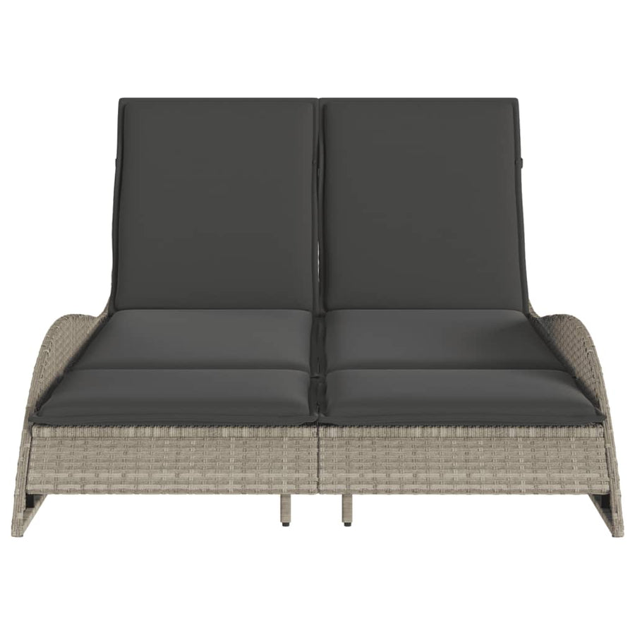 Ligbed met kussens 114x205x73 cm poly rattan lichtgrijs
