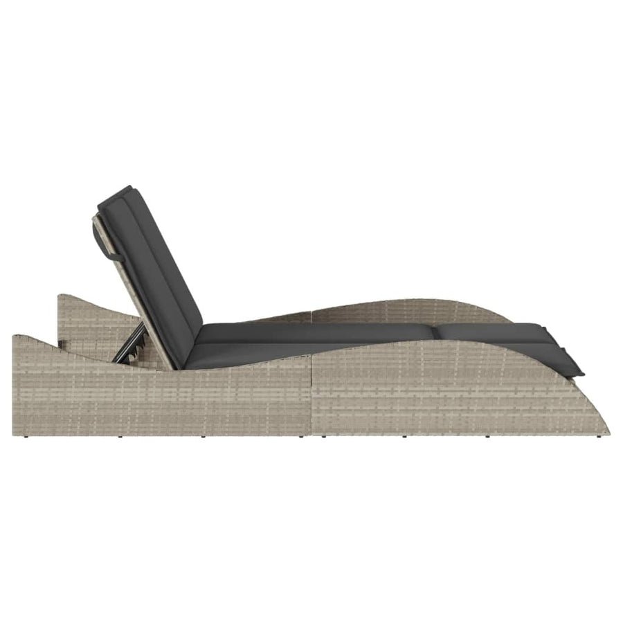 Ligbed met kussens 114x205x73 cm poly rattan lichtgrijs