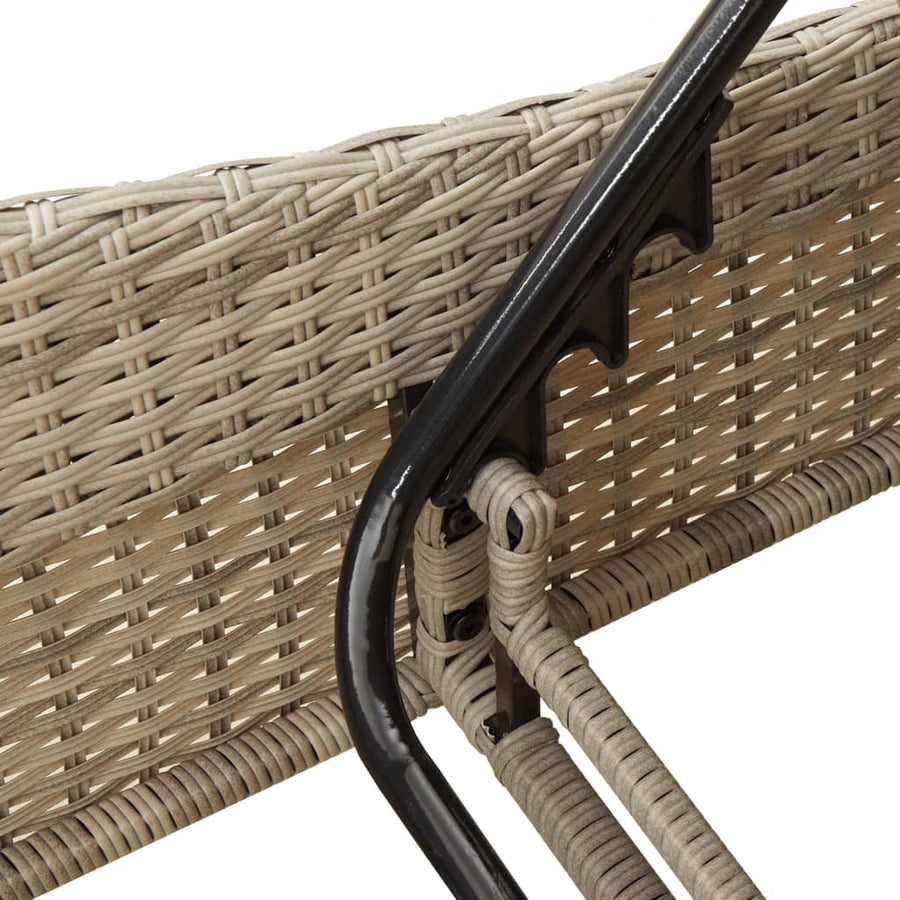 Ligbed met kussens 114x205x73 cm poly rattan lichtgrijs