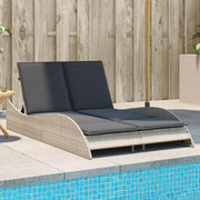 Ligbed poly rattan lichtgrijs 114x205x73 cm