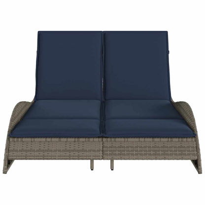 Ligbed met kussens grijs 114x205x73 cm poly rattan