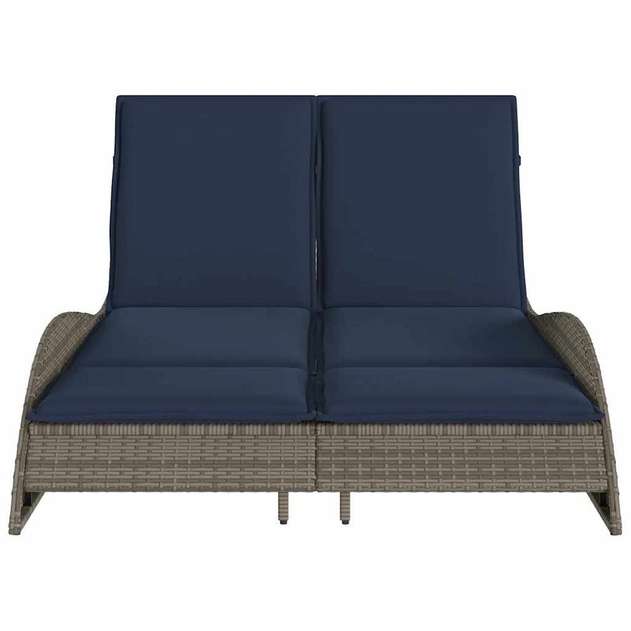 Ligbed met kussens grijs 114x205x73 cm poly rattan