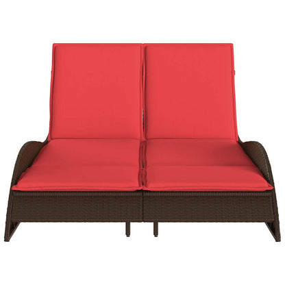 Ligbed met kussens bruin 114x205x73 cm poly rattan