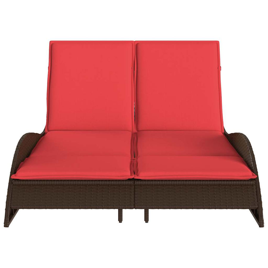 Ligbed met kussens bruin 114x205x73 cm poly rattan