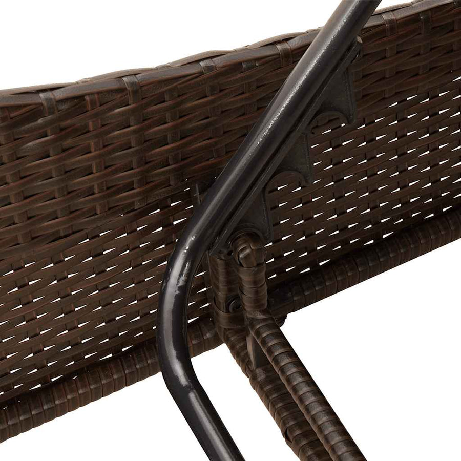 Ligbed met kussens bruin 114x205x73 cm poly rattan