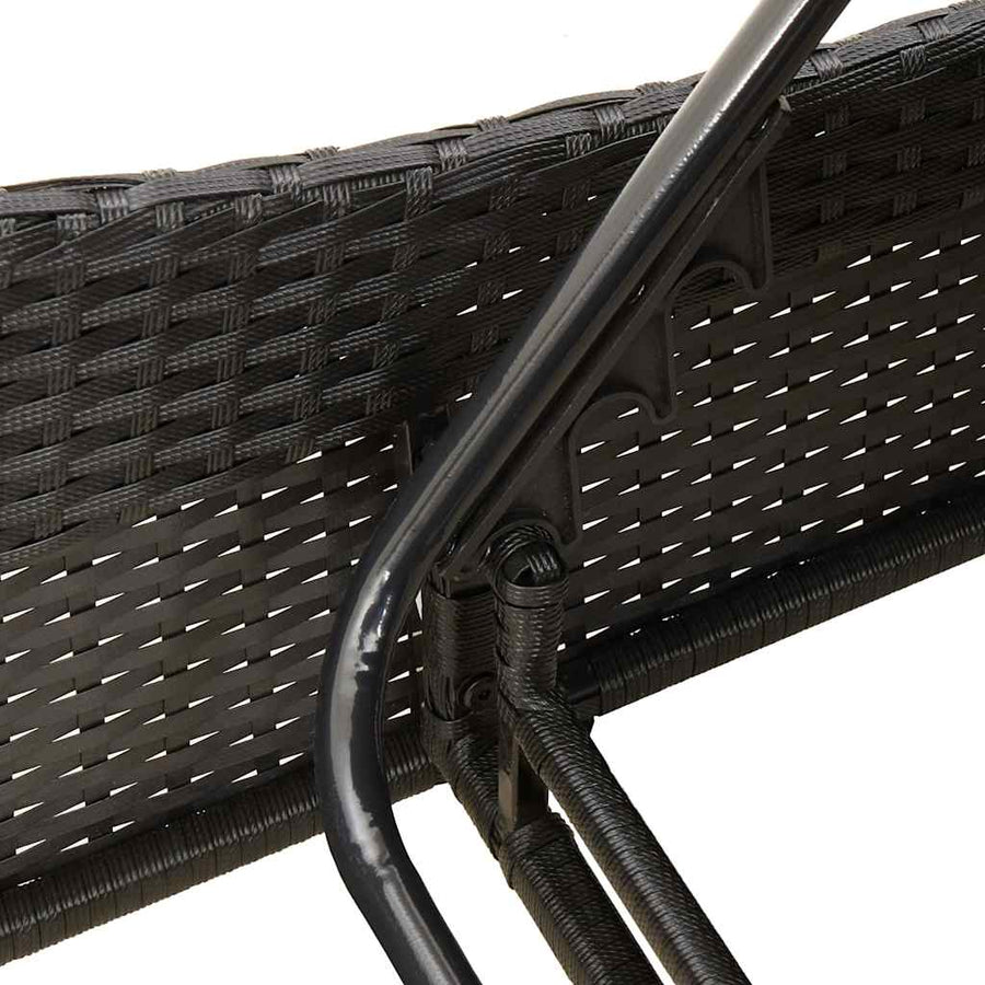 Ligbed met kussens zwart 114x205x73 cm poly rattan