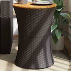 Tuinbijzettafel 38x56 cm poly rattan massief hout zwart