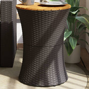 Tuinbijzettafel 38x56 cm poly rattan massief hout zwart