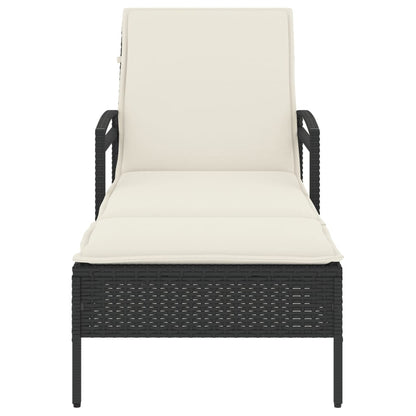 Ligbed met kussen 63x200x81 cm poly rattan zwart