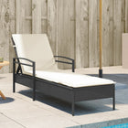 Sun lounger with cushion 63x200x81 cm poly rattan black