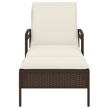 Ligbed met kussen 63x200x81 cm poly rattan bruin