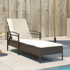 Sun lounger with cushion 63x200x81 cm poly rattan brown