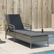 Ligbed 63x200x81 cm poly rattan grijs met kussen