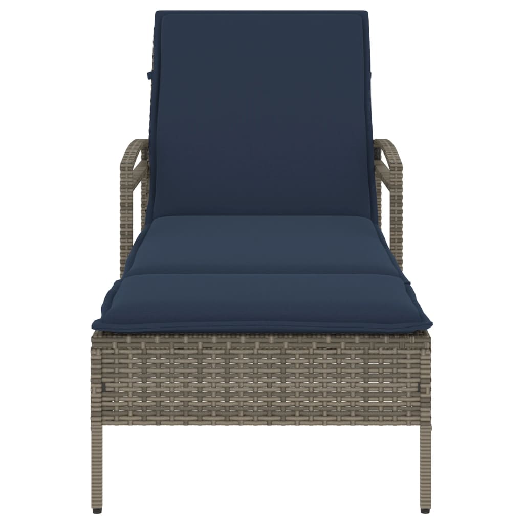 Ligbed met kussen grijs 63x200x81 cm poly rattan (alleen VS)