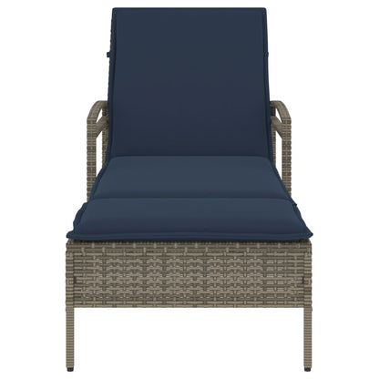 Ligbed met kussen grijs 63x200x81 cm poly rattan (alleen VS)