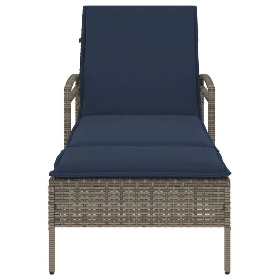 Ligbed met kussen grijs 63x200x81 cm poly rattan (alleen VS)