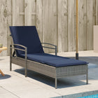 Ligbed poly rattan grijs 63x200x81 cm met kussen