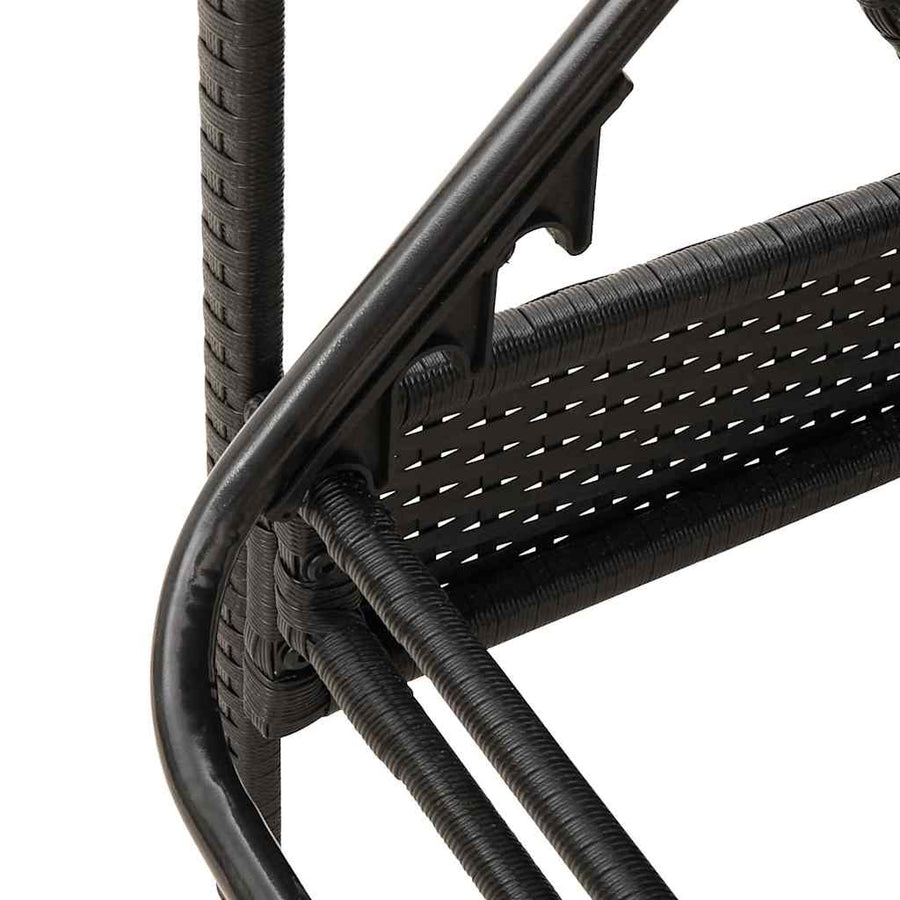 | Ligstoel | met kussen Zwart 63 x 200 x 81 cm poly rattan