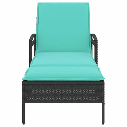 | Ligstoel | met kussen Zwart 63 x 200 x 81 cm poly rattan