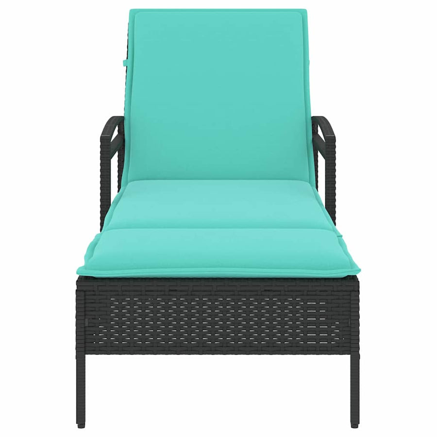 | Ligstoel | met kussen Zwart 63 x 200 x 81 cm poly rattan