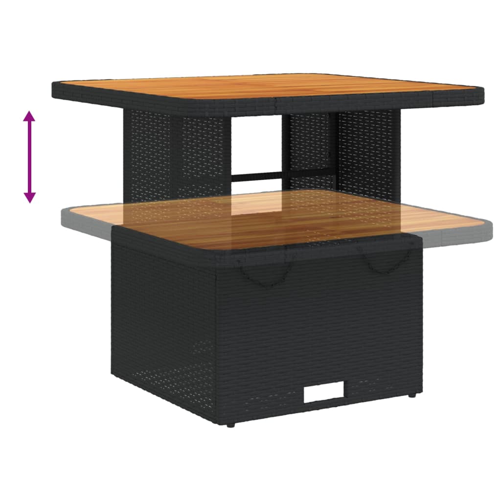 Tuintafel 80X80X71 Cm Poly Rattan En Acaciahout Zwart