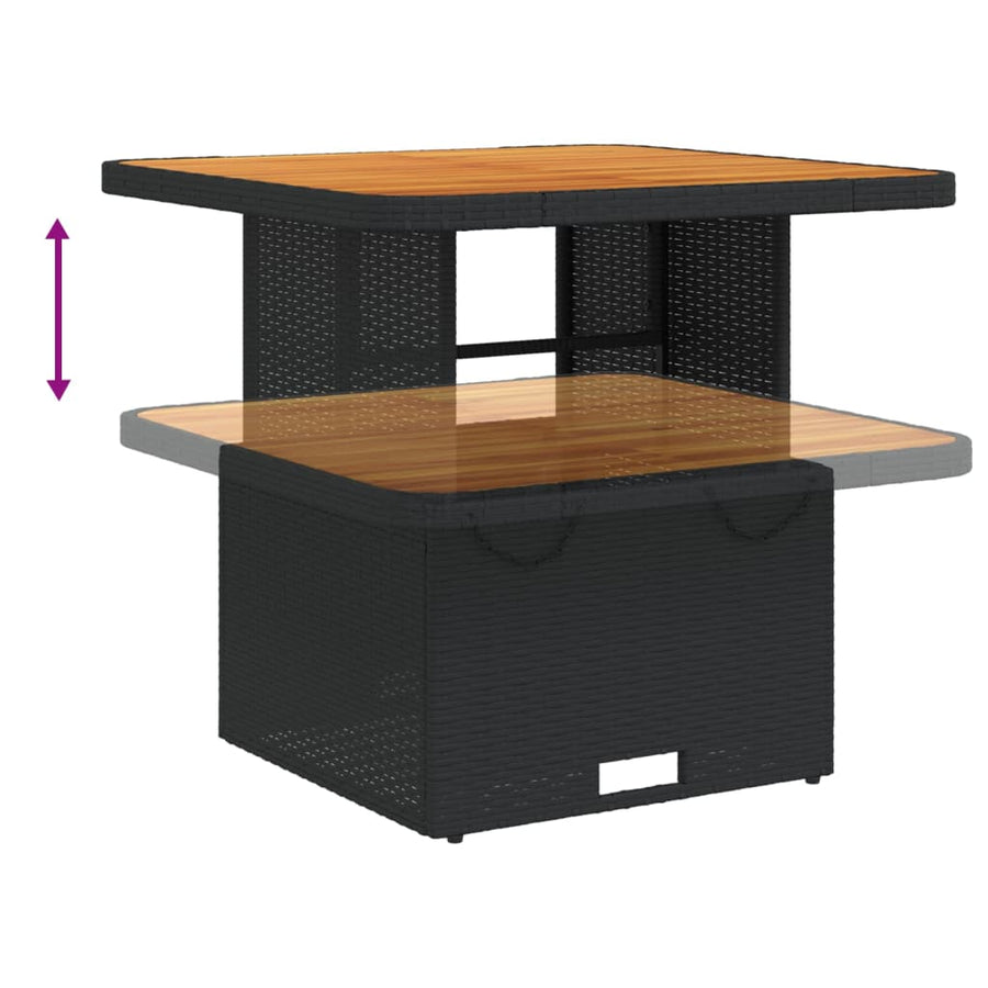 Tuintafel 80X80X71 Cm Poly Rattan En Acaciahout Zwart