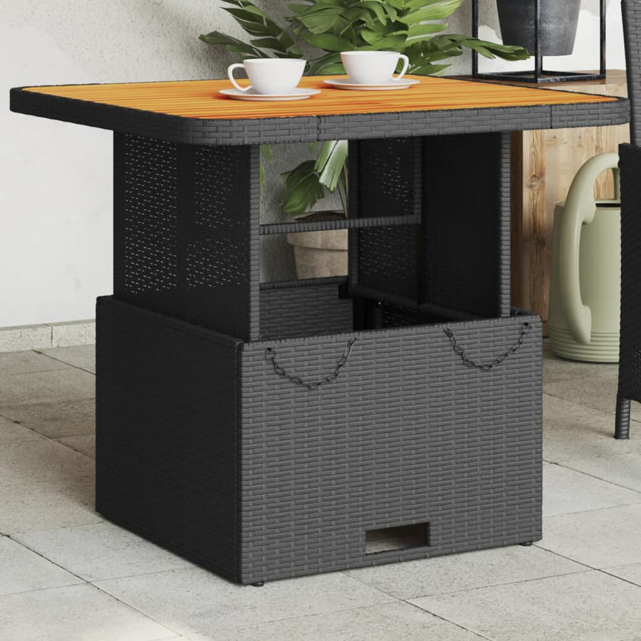 Tuintafel 80X80X71 Cm Poly Rattan En Acaciahout Zwart