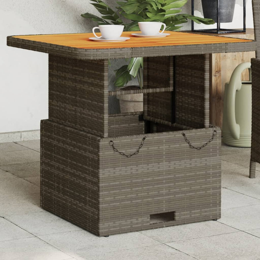 Tuintafel 80X80X71 Cm Poly Rattan En Acaciahout Grijs