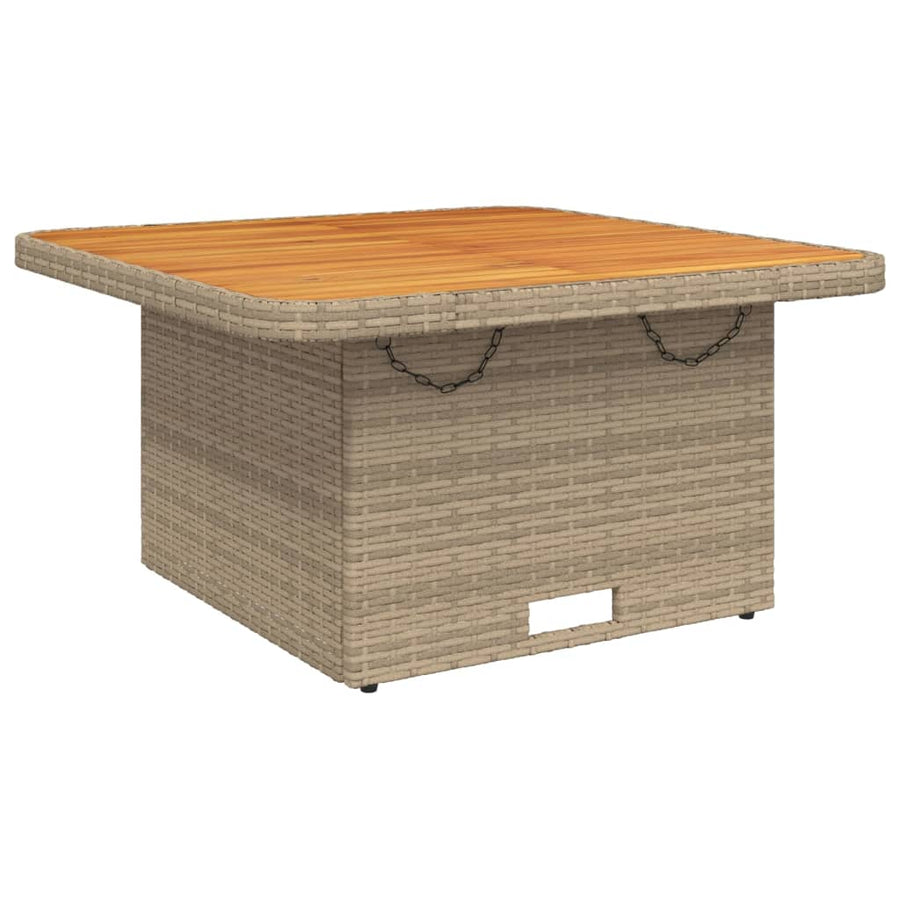 Tuintafel 80X80X71 Cm Poly Rattan En Acaciahout Beige