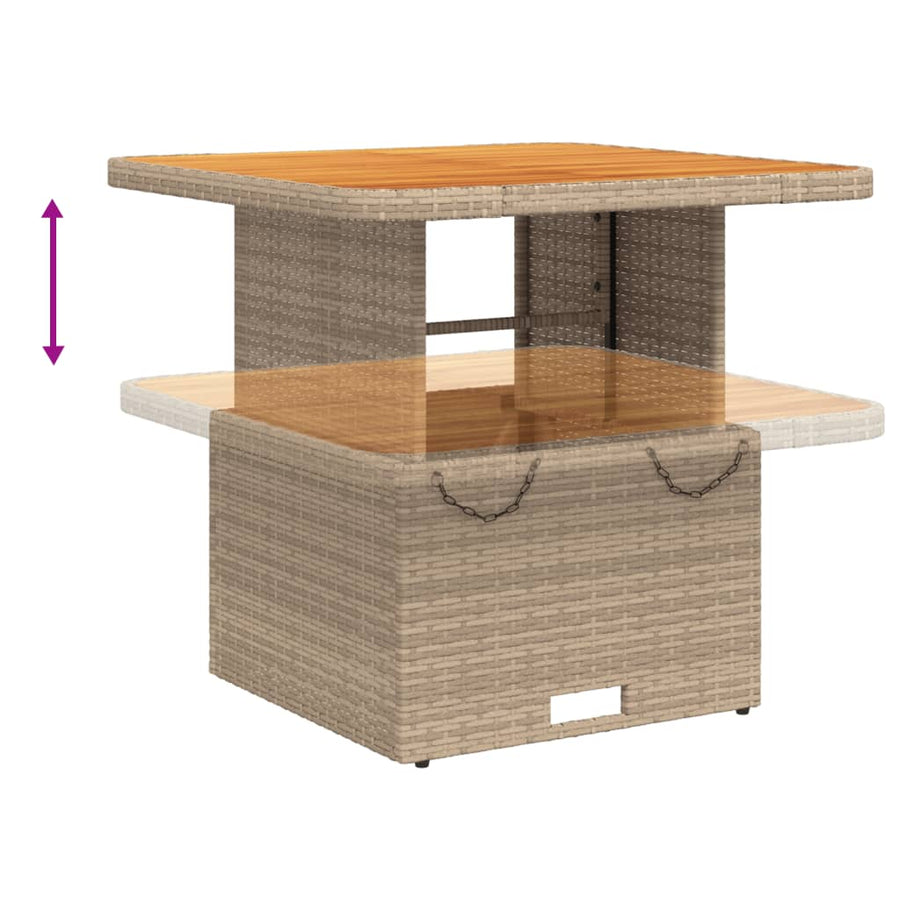 Tuintafel 80X80X71 Cm Poly Rattan En Acaciahout Beige