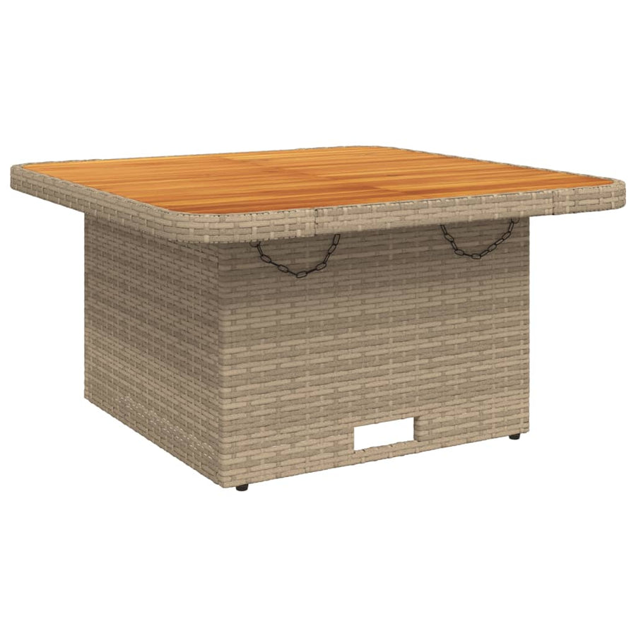 Tuintafel 80X80X71 Cm Poly Rattan En Acaciahout Beige