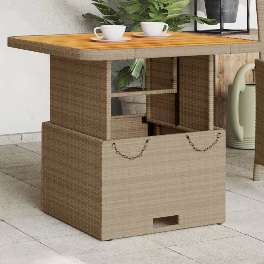 Tuintafel 80X80X71 Cm Poly Rattan En Acaciahout Beige