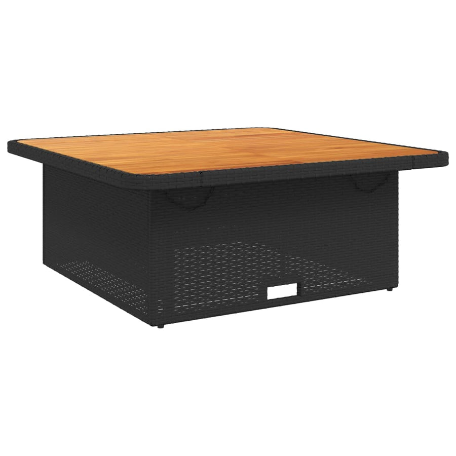 Tuintafel 110X110X71 Cm Poly Rattan En Massief Acaciahout Zwart