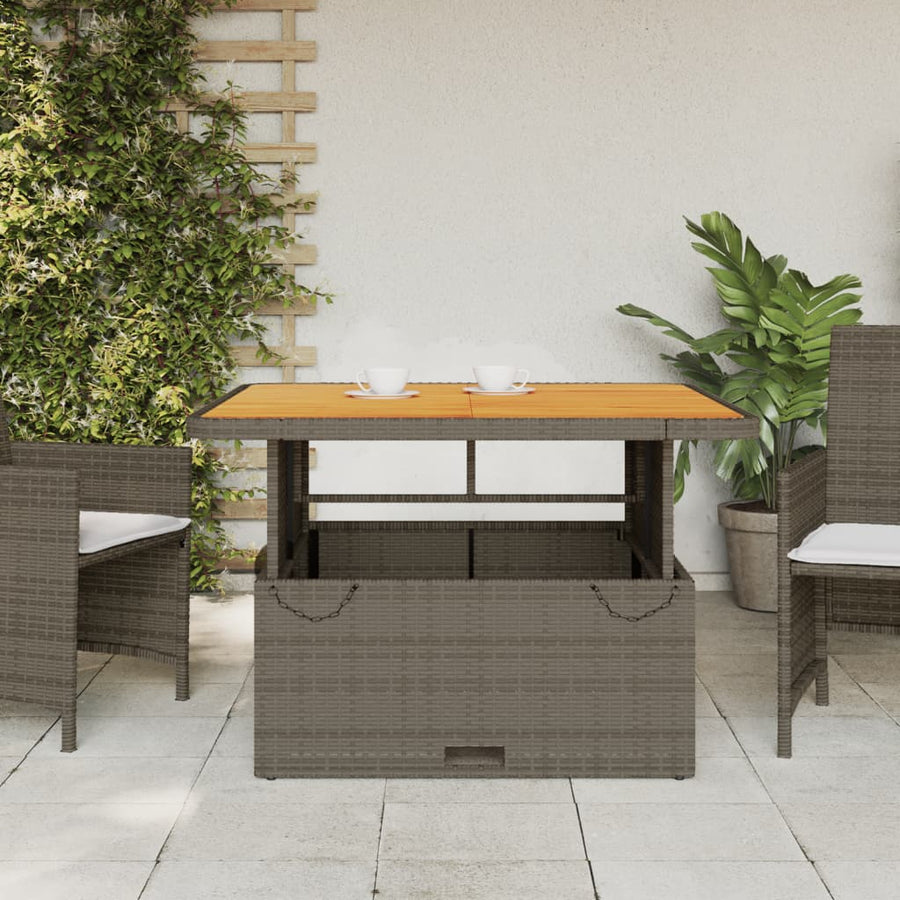 Tuintafel 110X110X71 Cm Poly Rattan En Acaciahout Grijs