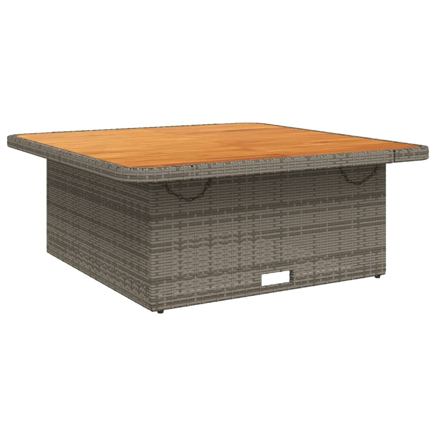 Tuintafel 110X110X71 Cm Poly Rattan En Acaciahout Grijs